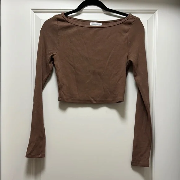 Lovers + Friends Brown Fitted Long Sleeve Blake Crop Top - Picture 2 of 4